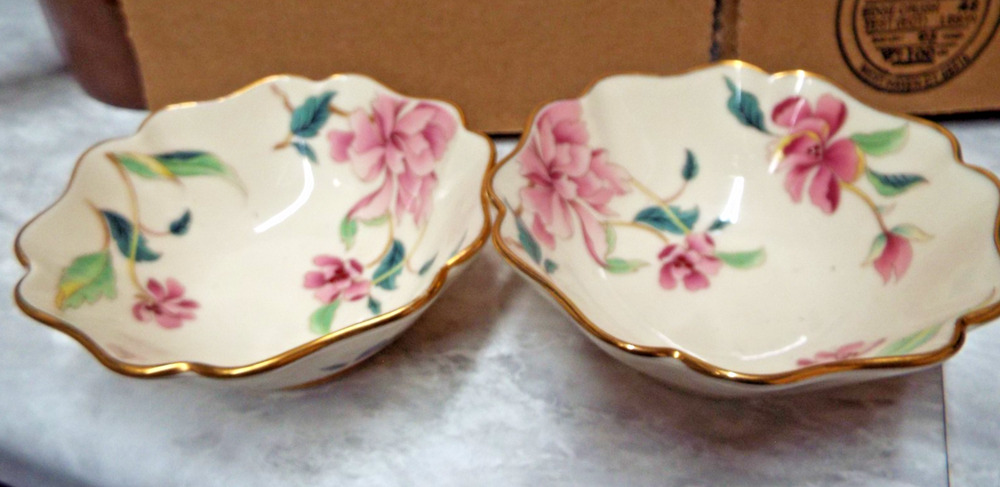 2 Vintage Lenox Barrington Collection Floral Trinket Ring Dishes